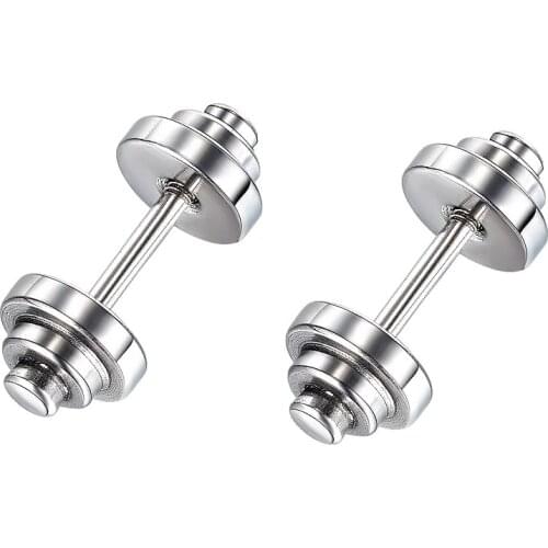 New Arrival Dumbbell Stainless Steel Earring For Man Gift Wholesale Not Fade