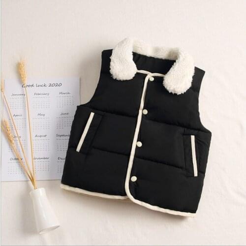 Autumn and winter 2020 new childrens down cotton vest Korean version boys and girls thickened warm cotton vest baby black coats