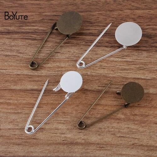 BoYuTe Custom (200 Pieces/Lot) 15MMM 18MM Flat Brooch Base Factory Supply Diy Brooch Pins Jewelry Accessories