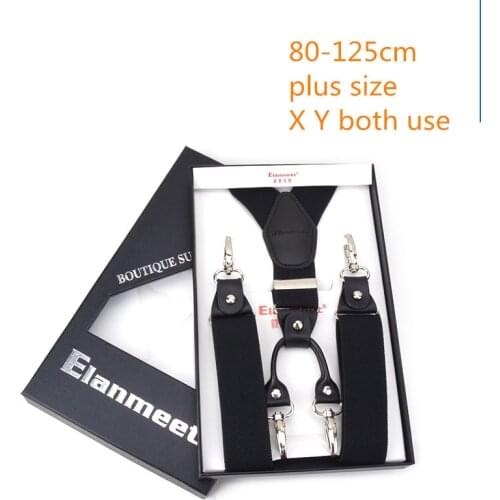 2019 Plus size 125cm long 4 hooks Clip elastic suspenders X design clip strong hooks buckle men suspender