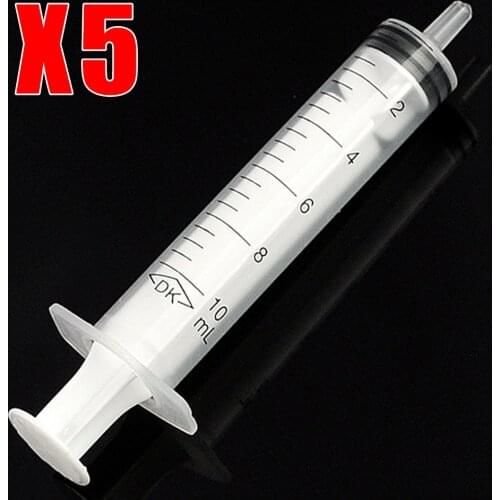 5Pcs 10ml Plastic Syringe Translucent Syringe Measuring Syringe Measuring Nutrient Hydroponics Solute Mixture Ink Cartridge