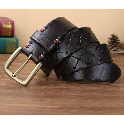 New belt male leather belt men genuine leather strap luxury copper pin buckle casual men belt ancy vintage jeans high quality