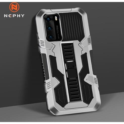 Luxury Armor Shockproof Stand Case For Huawei P40 Pro Lite E Honor 20 Nova 5T 7i Mobile Phone Cover Back Shell Black Red Holder