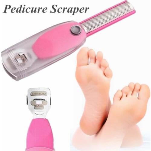 Pink Double Head Home Dead Skin Removable Blades Plastic Handle Foot Rasp Callus Remover Pedicure Feet Care Tools