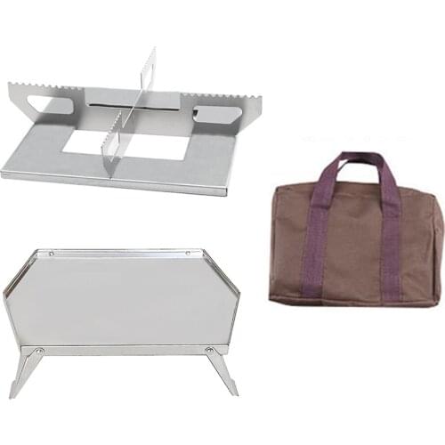 Stainless Steel Folding Stove Stand with Anti-slip Pot Stand for Outdoor Camping Wood Burning Stove Backpacking Stove