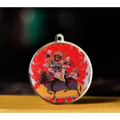 Angry Guru Rinpoche Buddha Statue Small Thangka Tibetan Buddhism Copper Foil Pendant