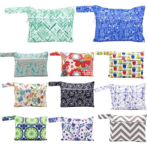 Asenappy Waterproof Reusable Wet Bag Printed Pocket Nappy Bags PUL Travel Wet Dry Bags Mini Size 14*18cm Diaper Bag