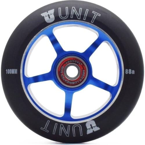 2 High precision aluminium alloy Hub 100mm scooter wheel heavy speed roller white green blue 100mm 88A MX branded wheel ABEC-9