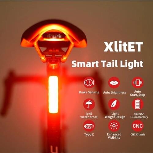 ENFITNIX XlitET Bicycle Tail Light Rainproof MTB Road Bike Taillight Led Flashlight For Cycling USB Rechargeable Brake Backlight