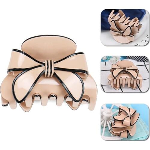 Simple Bowknot Hair Claw for Girls High Quality Cellulose Acetate Hair Claws Pure Color Hair Claw Clip