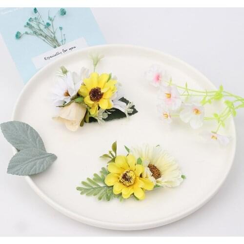 3Pcs 3"Baby Flower Hair Clips Sweet Artificial Floral Sunflower Hairpins For Girls Kids Hairgrips Cute Baby Hair Accessories