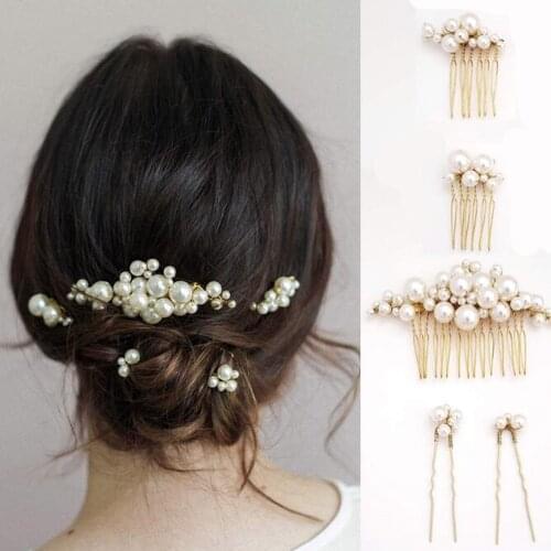 5 PCSt Simulated Pearl Hair Pins Clips and Comb for Women Flowers Hair Combs Wedding Bridal Party Hair Jewelry for Gift Women