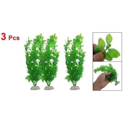 SODIAL(R) 3 Pcs 10.6" Height Green Plastic Artificial Plants For Aquarium Fish Tank