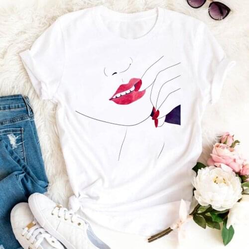 Women Clothes Nail Art Printing Style 90s Trend Ladies Summer Print Fashion Tshirt Female Short Sleeve Tee Top Graphic T-shirt