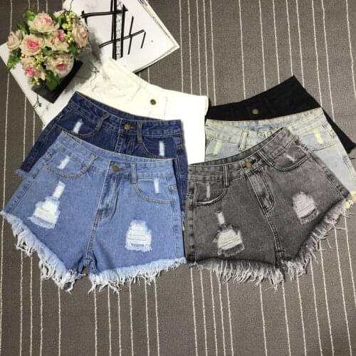 2021 Denim Shorts Fashion Womens Tassel Hole High Waist Summer Short Jeans Two Holes Shorts Female With S To 6XL Plus Size D15