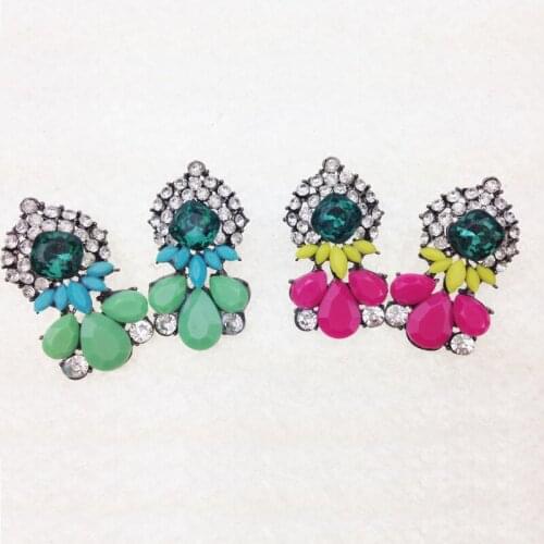 Fashion ethnic drop earrings for women water drop shape with rhinestone and crystal dangle ladies' earrings blue (#ER055)