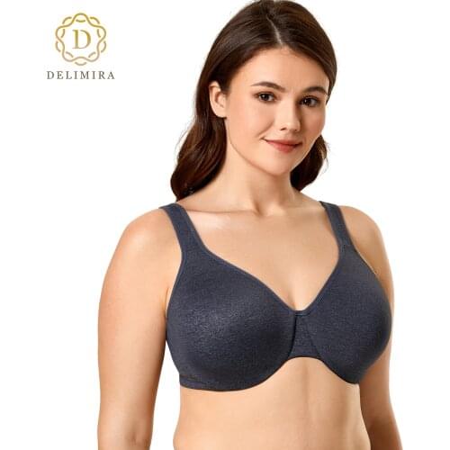 DELIMIRA Womens Minimizer Seamless Full Coverage Underwire Non Padded Bra Plus Size