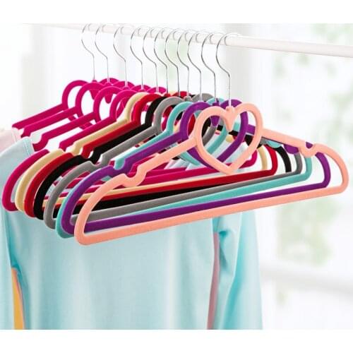 10pcs/lot 42cm love type flocking cloth plastic clothing rack core anti-skid clothing hang multi-functional dry clothes rack
