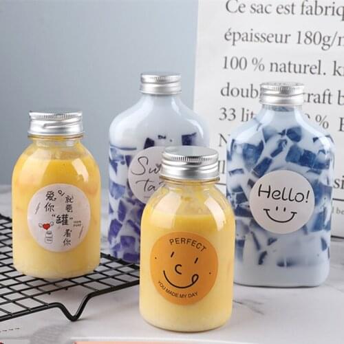 10pcs Net red transparent PET plastic bubble tea cup disposable milk tea cup packaging yogurt bottles ice coffee cup with lid