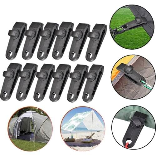 10Pcs Tent Clip Adjustable Nylon Heavy Duty Windproof Awning Clamp Outdoor Camping Fixed Tent Alligator Clip Jaw Grip Trap