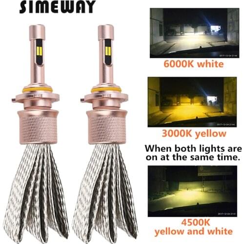 2PCS Car Led H1 H4 H7 H11 9012 D2S 9005 Headlamp Bulbs 110W 20000LM 2-Color Tricolor H3 880 881 Auto Fog Light 3000K 6000K 4300K