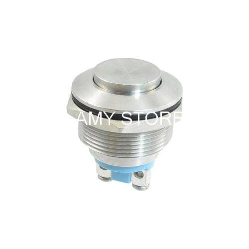 2-Screw Terminals 22mm Thread SPST Momentary Stainless Steel Pushbutton Switch