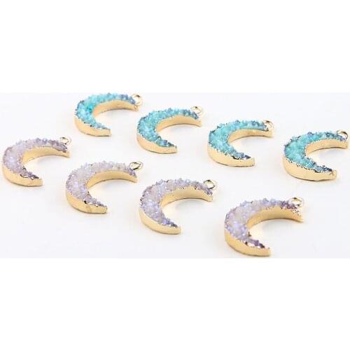 4pcs Korean Moon Female Korean Jewelry earrings For Women resin imitation ore crystal bracelet material pendant DIY accessories