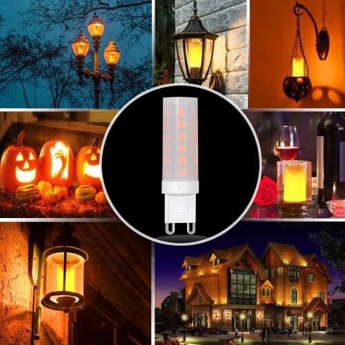 6pcs G4/G9/E14 Yellow 1800K LED Bulb 110v 220v 12v Flame Effect Atmosphere Corn Bulb 3W 2835 Garden Chandelier Crystal Bulb