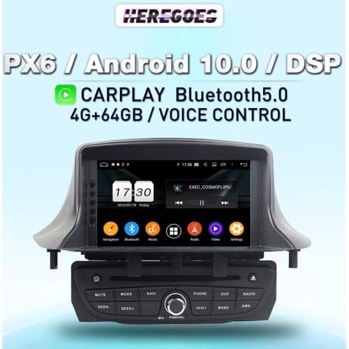 Carplay PX6 7" Android 10.0 Car DVD Player Autoradio For Renault Megane III Fluence 2009-2016 4G LTE Navigation GPS BT RDS Radio