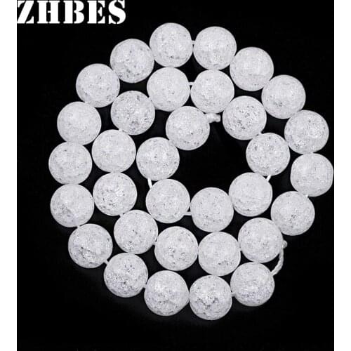 Natural White Burst Crystal beads Round Spacers Ball 4/6/8/10/12MM Crack Loose beads For Jewelry Bracelet Making DIY Accessories