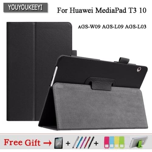Case For Huawei MediaPad T3 10 AGS-W09 AGS-L09 AGS-L03 9.6" Cover Funda Tablet for Honor Play Pad 2 9.6 Slim Flip Case+Film+Pen