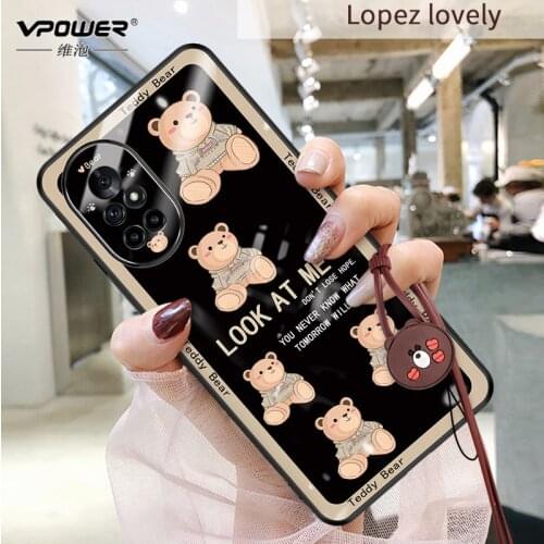 For Huawei Nova 7 pro 8 pro Tempered Glass Case bear Smooth love cute fashion brown lens Protector Cover for huawei nova7 pro 8