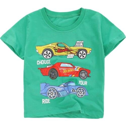 Little Maven New Summer Children Green Racecar Three O-neck Printed Short-sleeved Cotton Knitted Boys Casual Cool Tshirts Tops