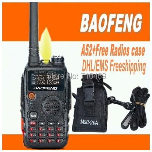 DHLFreeshipping+Hot Portable BAOFENG A52 A-52 Walky Talky 136-174/400-520Mhz Dual Band UHF/VHF Radio Interphone+radio case
