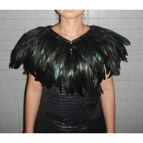 Double-layer Ladies' black feather cape #780