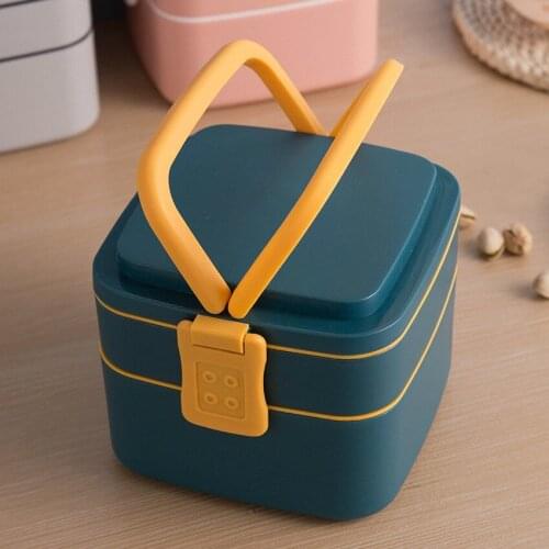 Double-layer Portable Lunch Box with Lid Lunch Box Office Worker Student Lunch Box Microwave Can Be Heated