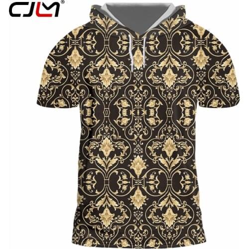 CJLM Tee Shirt Man 3D Printed Luxury Golden Pattern Trend Hooded Tshirts Harajuku Plus Size 6XL Garment Mens Spring Hat T-shirt