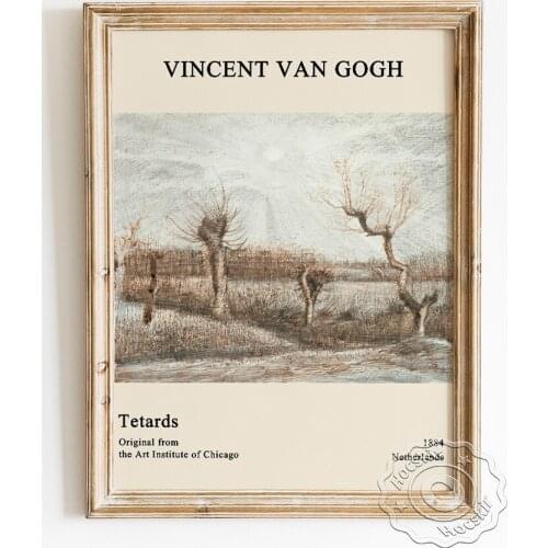 Vincent Van Gogh Exhibition Museum Poster, Tetards Pollards Canvas Painting, Sketch Scenery Wall Picture, Landscape Home Decor