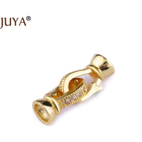 Jewellery Findings Components High Quality Copper Inlaid AAA Zircon Stone Fold Over Clasps For Jewelry Making Fastener Findings