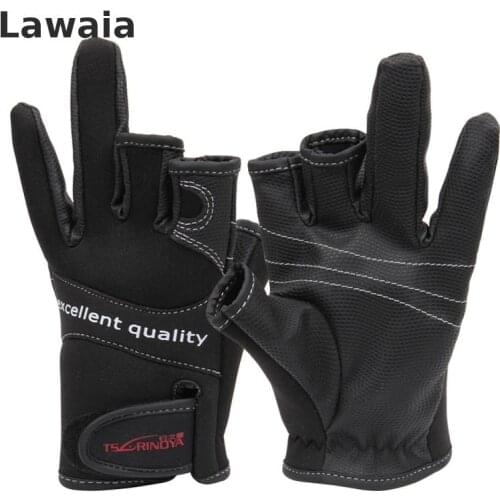 Lawaia Fishing Gloves Dew Black Three-finger Gloves Fishing Gloves Outdoor Palm Slip Gloves Riding Lures