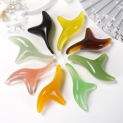 Transparent Amber Resin Wax Foot Massager Triangle Finches Feet Massage Acupuncture Stick Gua Sha Portable Manual Message Tool