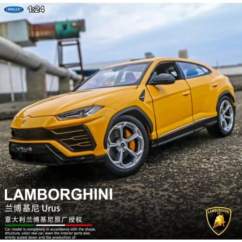 Welly 1:24 Lamborghini Urus yellow car alloy car model simulation car decoration collection gift toy Die casting model boy toy