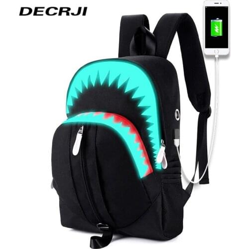 DECRJI Fashion Luminous School Bag Backpack For Teenagers Waterproof Unisex Women Mens Backpacks Female Backpack Bag USB 2020