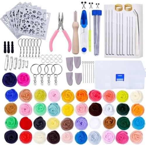 Nonvor DIY Needle Felting Kit Handle Wool Handmade Felt Needle Set Pack Fabric Box Mat Fabric Making Ideal Gift Homemade