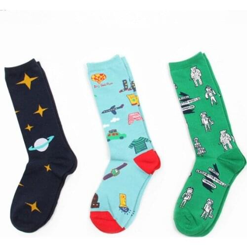 Cartoon Ladies Men Sky Fox Rainbow Balloons Cotton Socks High Quality Harajuku Fun Socks Summer Long Men Cotton Socks Calcetine