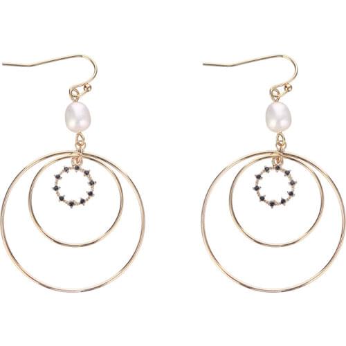New Arrival Freshwater Pearl EarringsMulti-layer round hollow earringsNatural pearl Earrings Classic Trendy Earrings