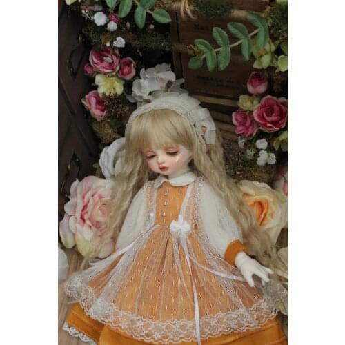BJD Doll clothes suitable for 1-3 1-4 1-6size fashionable dress orange skirt suit headwear doll accessories