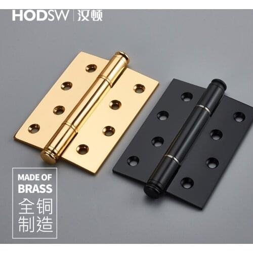 1PCS 4"/5" Thick Silent Door Free Slot Smoothly All Copper Gold Bearing Black Door Hinge Mute Hinge Fine Copper for Wood Door