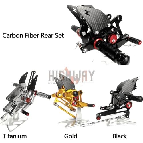 Motorcycle CNC & Carbon Fiber Footrest Rear Sets Adjustable Rearset Foot Pegs for KAWASAKI Z800 Z 800 2013-2017