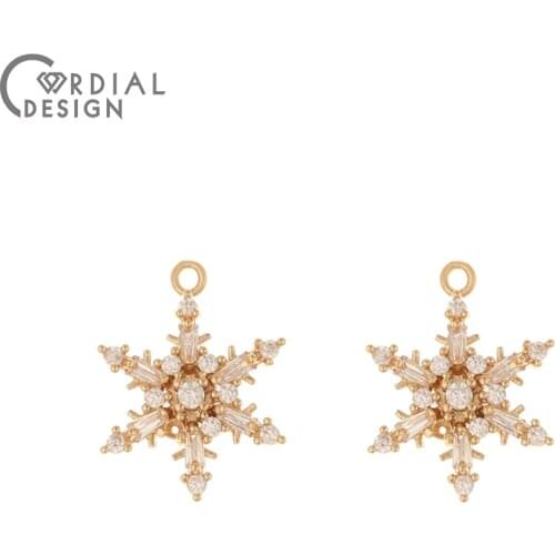Cordial Design 40Pcs 14*18MM Jewelry Accessories/Pendant/Hand Made/Snowflake Shape/CZ Charms/DIY Jewelry Making/Earring Findings
